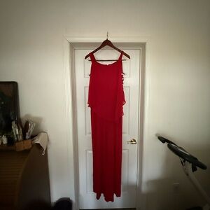 MSK Red Sleeveless Layered Maxi Dress
